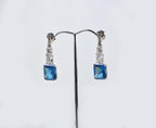 Handmade London Blue Topaz & Zircon Silver Drop Earrings