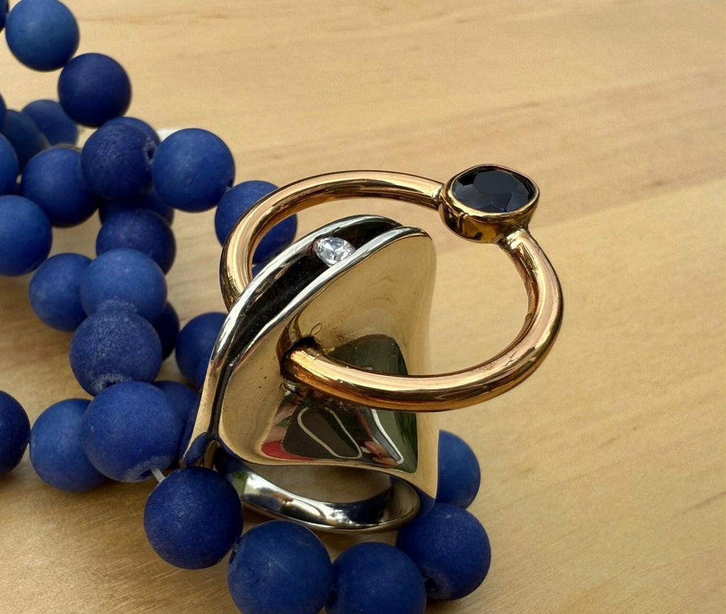 Handmade Sapphire and Zircon Silver Ring, Handcrafted Sapphire Jewelry, 925 Sterling Silver Band Sapphire Ring,Wedding Ring Gift