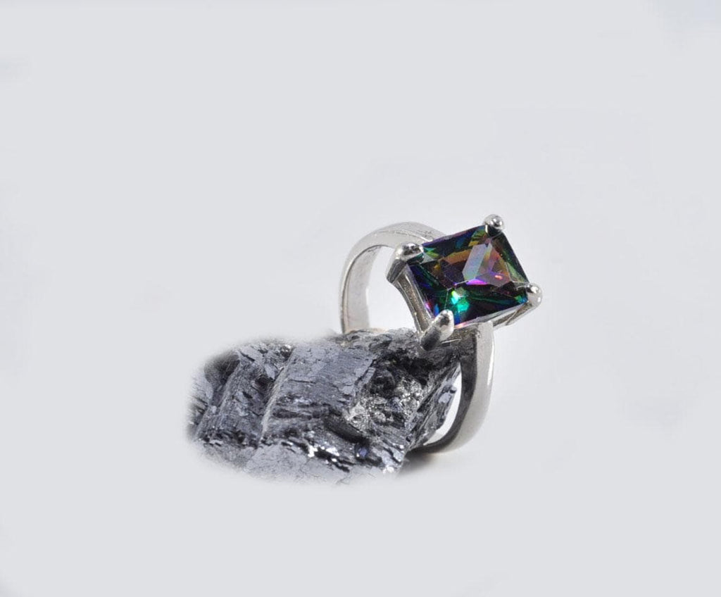 Handmade Genuine Mystic Topaz Silver Ring, Mystic Topaz Sterling Silver Jewelry,Mystic Topaz Gemstone Ring,Anniversary Ring Gift for Her
