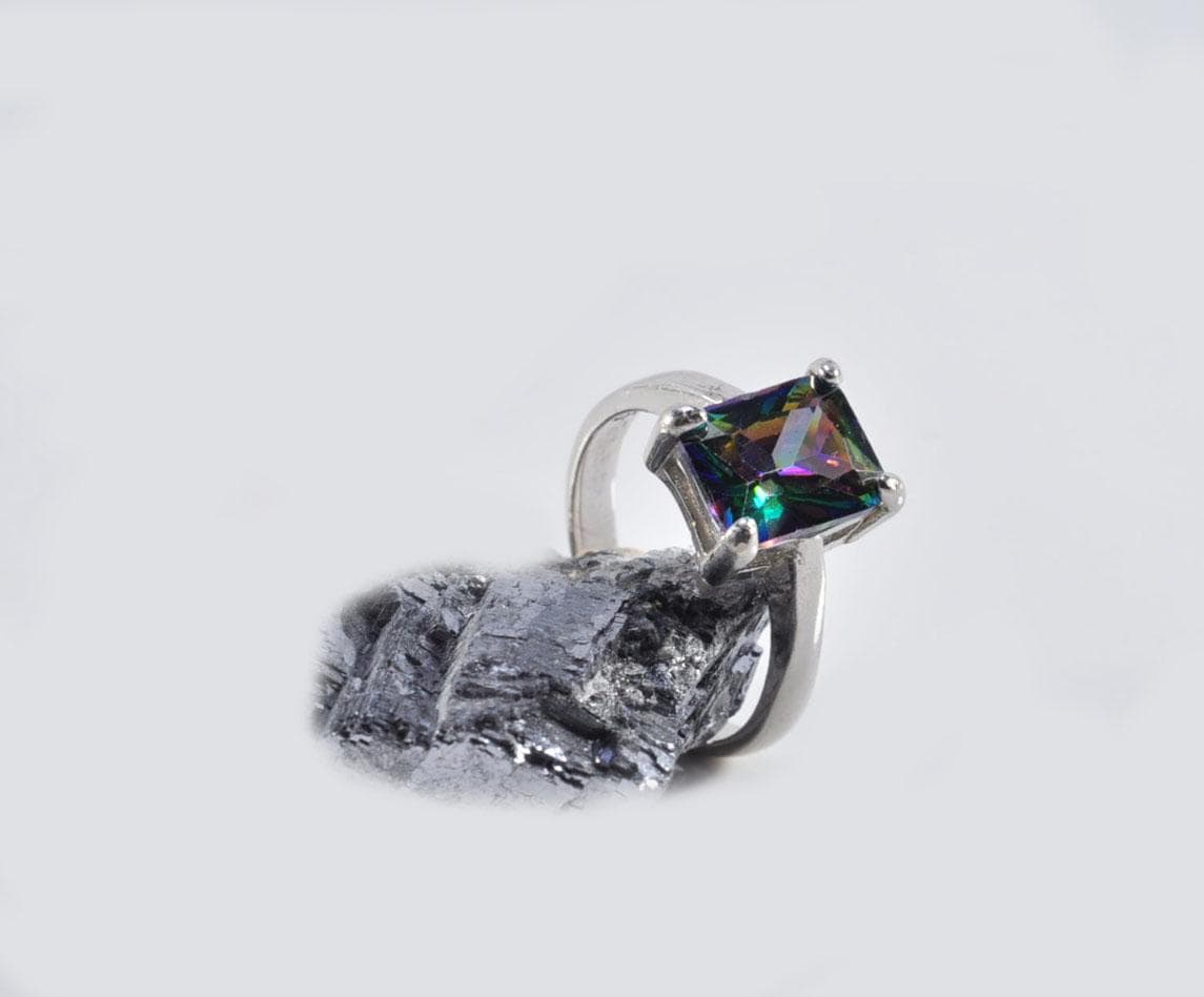 Handmade Genuine Mystic Topaz Silver Ring, Mystic Topaz Sterling Silver Jewelry,Mystic Topaz Gemstone Ring,Anniversary Ring Gift for Her