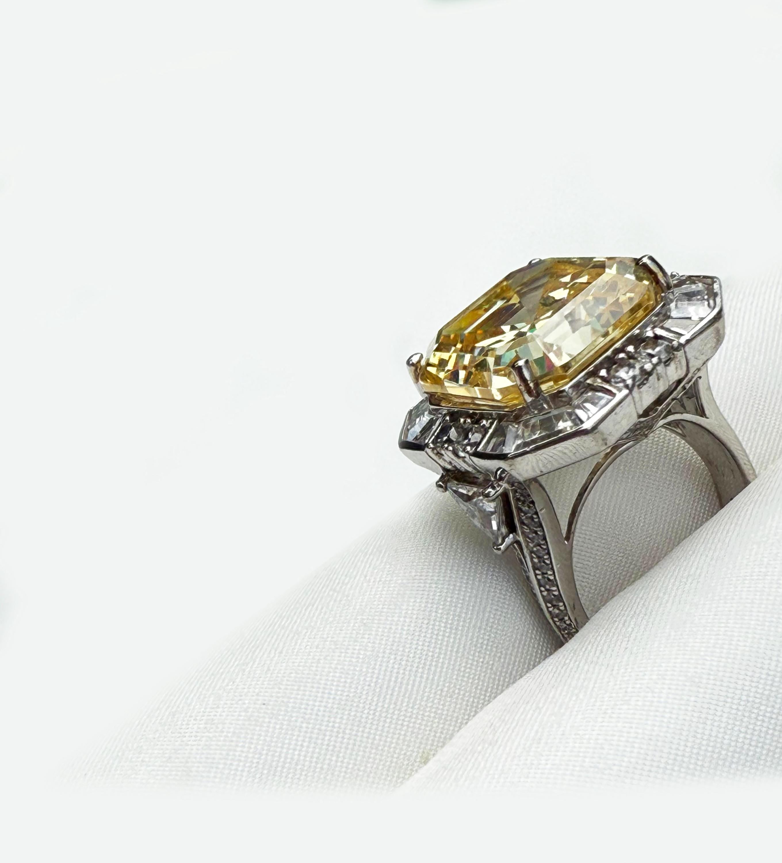 Handmade 925 Sterling Silver Cushion-Cut Citrine & Zircon Ring, Handcrafted Citrine Jewelry,Gift for her