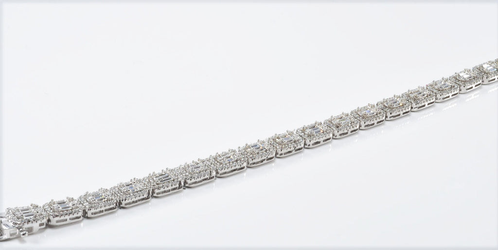Handmade Genuine Baguette Zircon Gemstone Silver Bracelet, Zircon Bracelet Jewelry,Handcrafted, Gift For Her, Wedding Gift