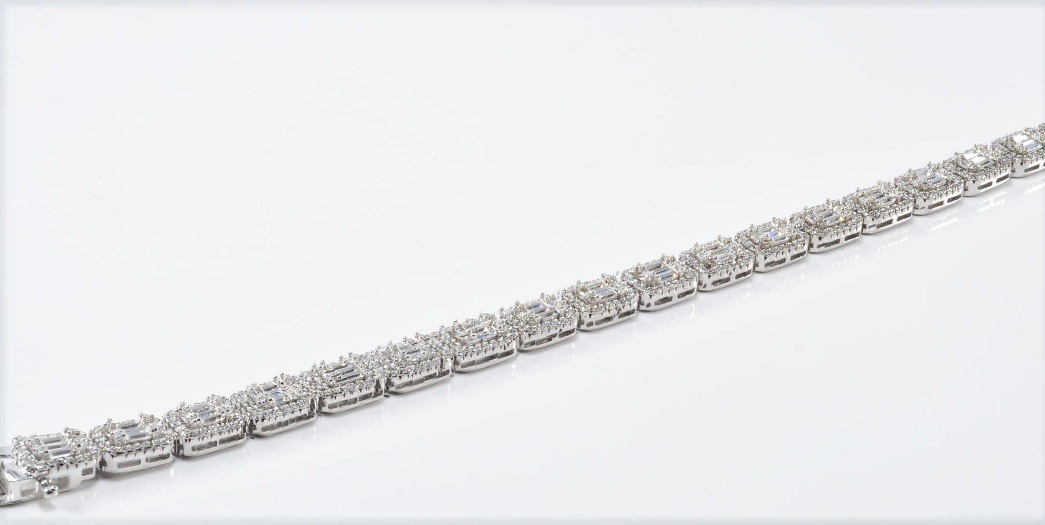 Handmade Genuine Baguette Zircon Gemstone Silver Bracelet, Zircon Bracelet Jewelry,Handcrafted, Gift For Her, Wedding Gift