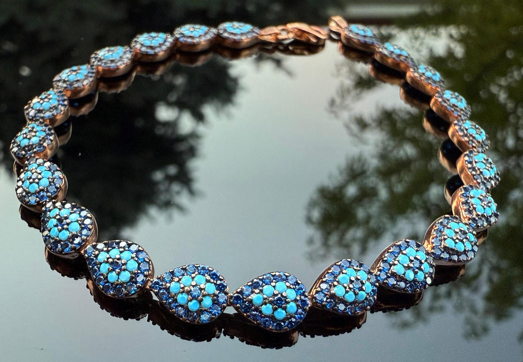 Handmade Neon Apatite Gemstone Bracelet: Rose Silver Jewelry