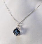 Handmade London Blue  Silver Necklace,925 Sterling Silver Genuine Authentic Necklace, London Blue  Gemstone Jewelry Gift for Her