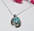 Handmade Turquoise  Silver Necklace,925 Sterling Silver Genuine Authentic Necklace, Turquoise  Gemstone Jewelry Gift for Her