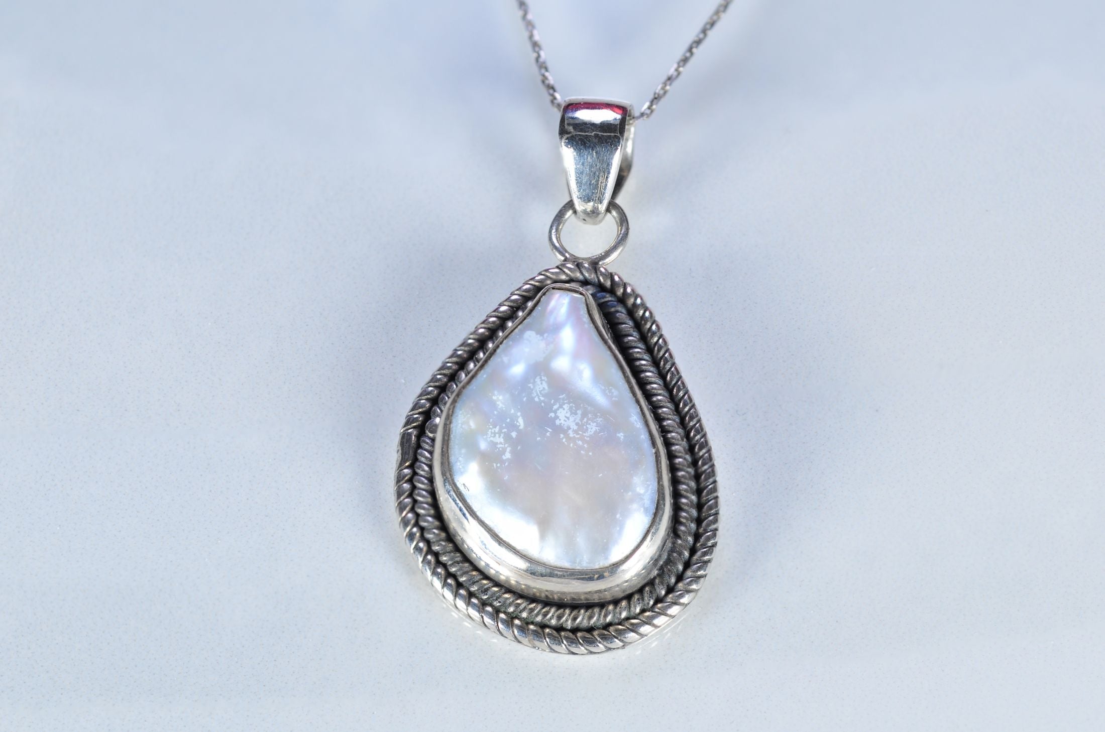 Handmade Pearl Necklace – 925 Sterling Silver Genuine Natural Gemstone Pendant Jewelry Gift for Her