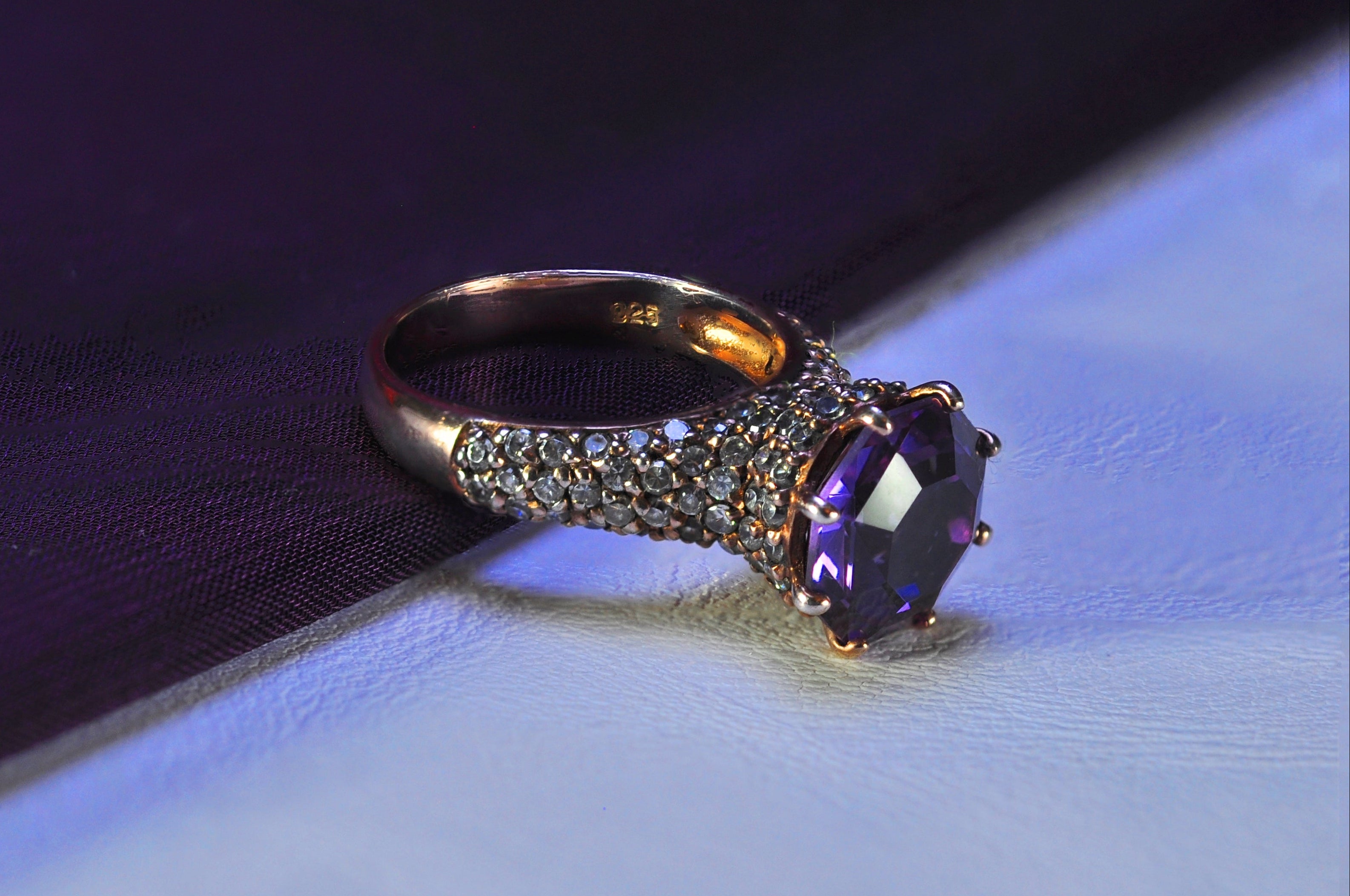 Handmade Amethyst & Zircon Ring – Rose Silver Jewelry Gift for Her