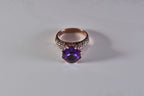 Handmade Amethyst & Zircon Ring – Rose Silver Jewelry Gift for Her