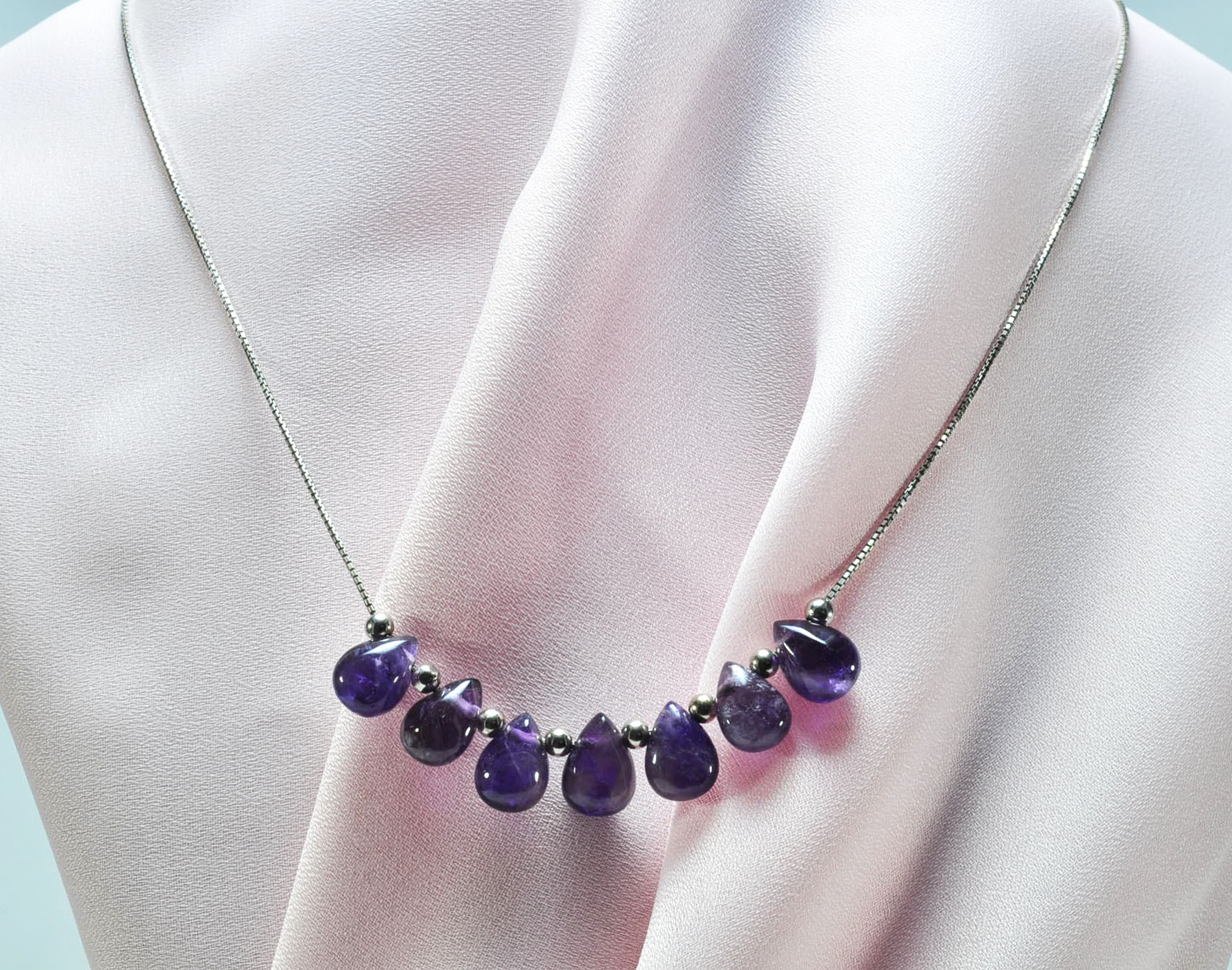 Handmade Amethyst Necklace – 925 Sterling Silver Genuine Gemstone Jewelry Gift for Her