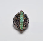 Handcrafted Emerald & Ruby Gemstone Ring – Authentic Sterling Silver Wedding Gift