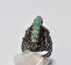 Handcrafted Emerald & Ruby Gemstone Ring – Authentic Sterling Silver Wedding Gift