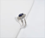 Elegant Sapphire and Zircon Halo Ring – Handcrafted Sterling Silver