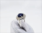 Elegant Sapphire and Zircon Halo Ring – Handcrafted Sterling Silver