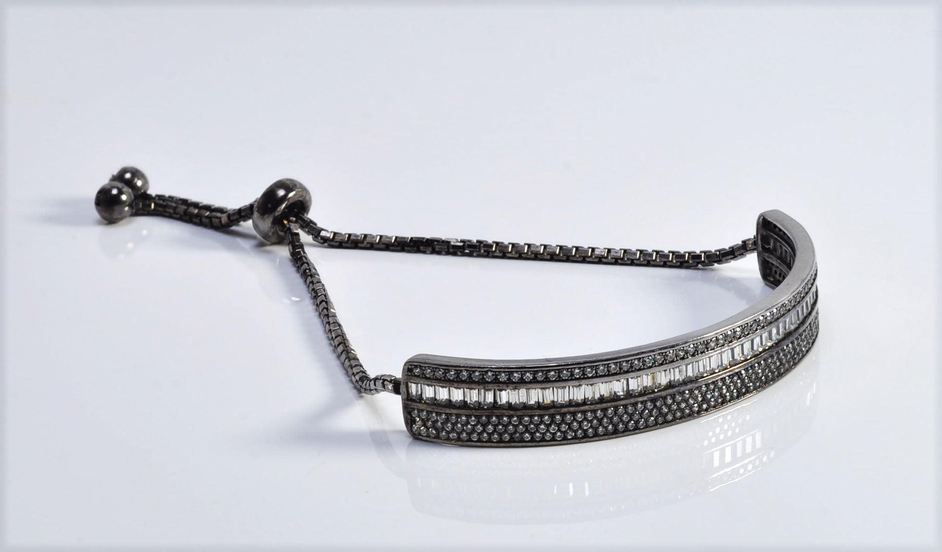 Elegant Black Silver Zircon Bracelet – Unique Handmade Gemstone Jewelry