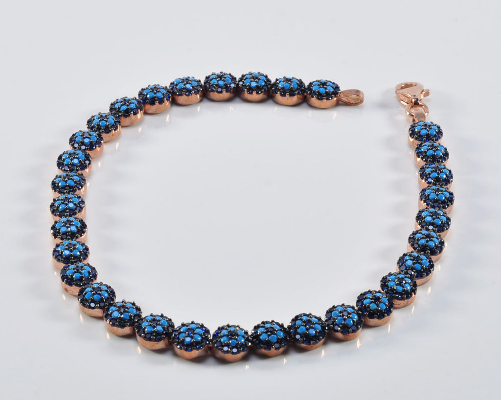 Elegant Neon Gemstone Bracelet – Unique Handmade Rose Silver Jewelry for Women