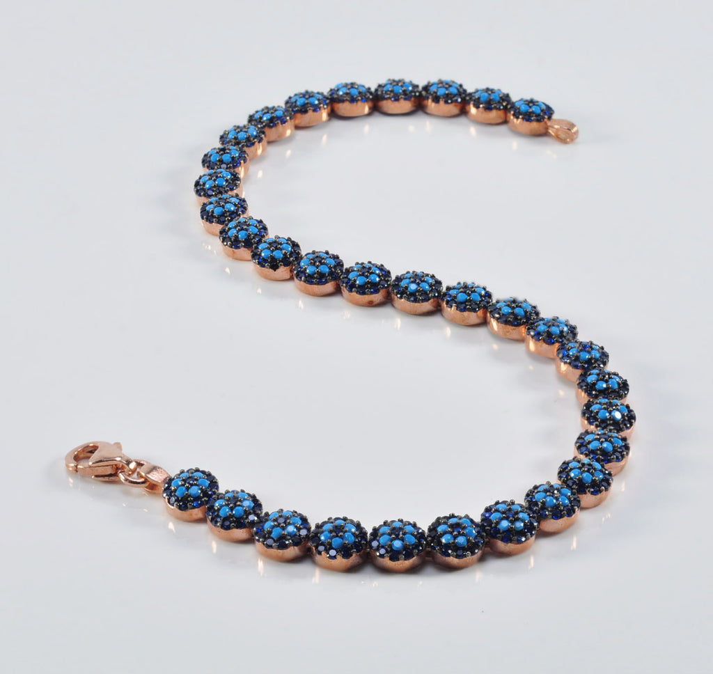 Elegant Neon Gemstone Bracelet – Unique Handmade Rose Silver Jewelry for Women