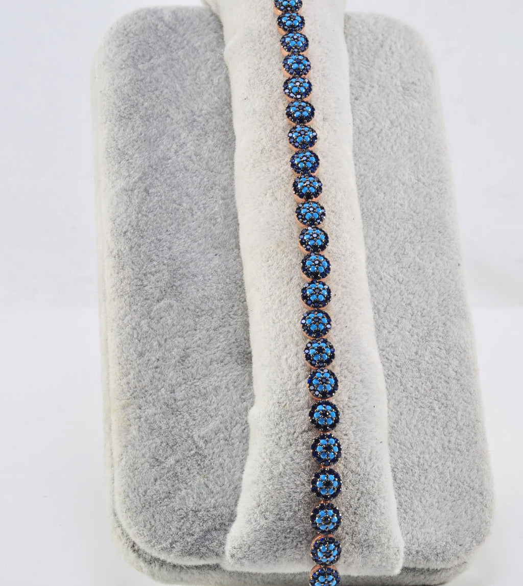 Elegant Neon Gemstone Bracelet – Unique Handmade Rose Silver Jewelry for Women