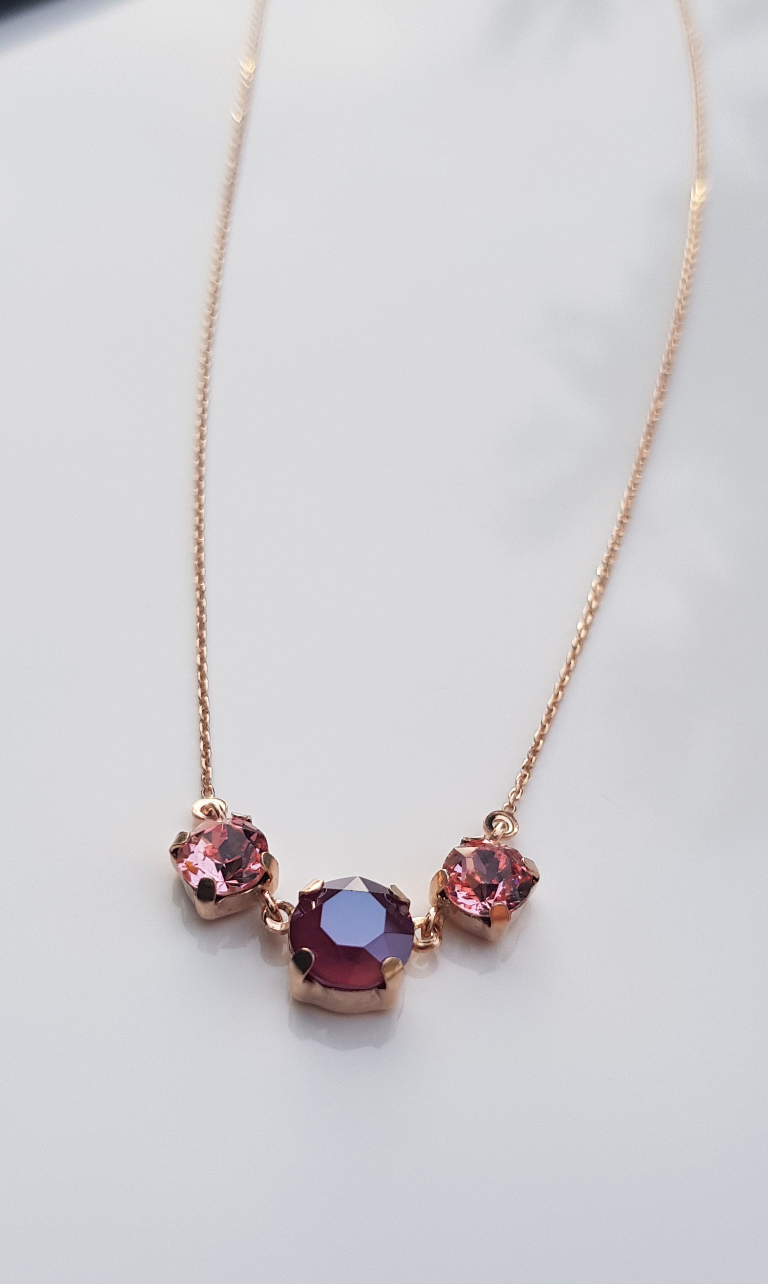 Rose Quartz Amethyst Necklace: Handmade Sterling Silver Pendant