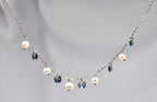 Handmade Aquamarine and Pearl Silver Necklace,925 Silver Genuine Authentic Necklace,Aquamarine and Pearl Gemstone Jewelry Gift for Her