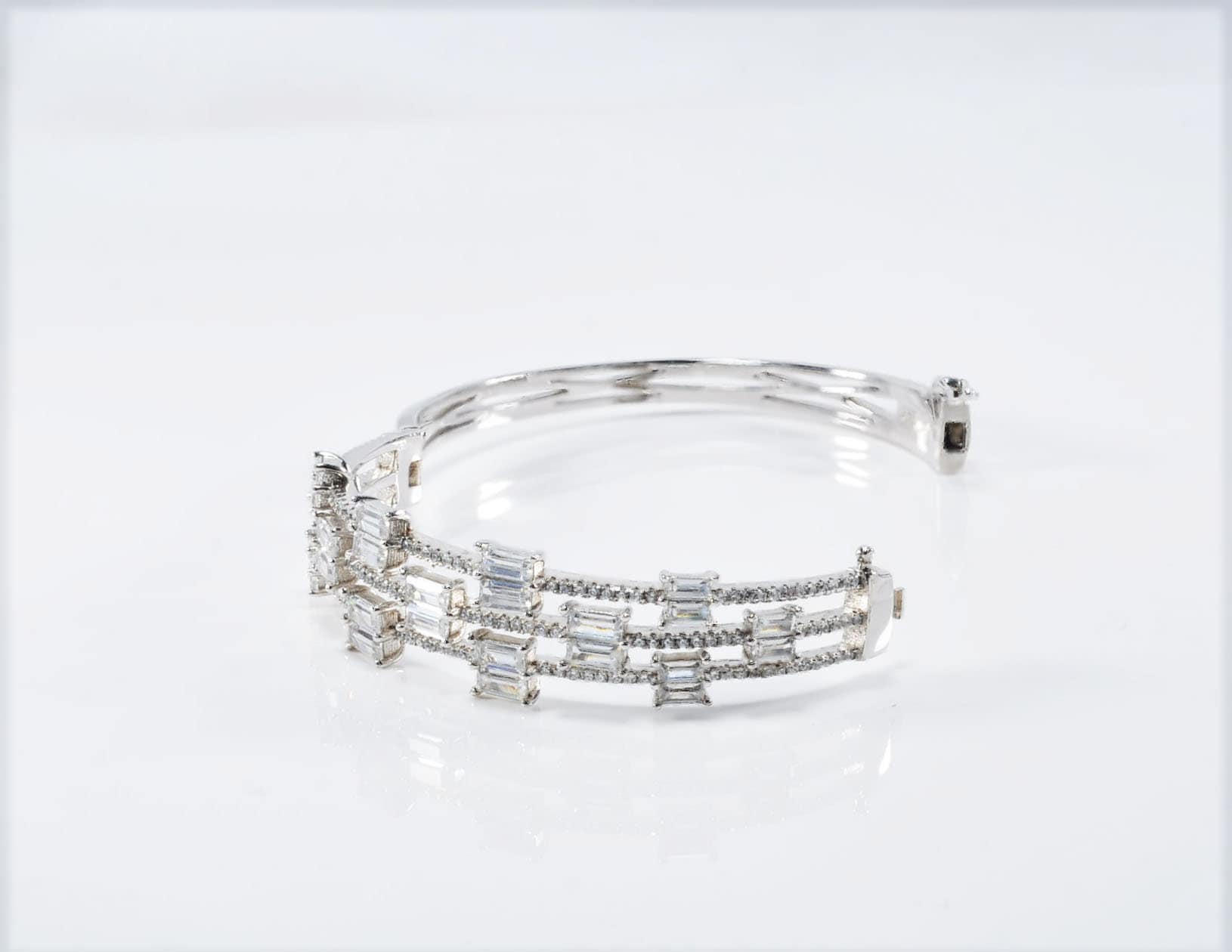 Handmade Genuine Baguette Zircon Gemstone Silver Bracelet, Zircon Bracelet Jewelry,Handcrafted, Gift For Her, Wedding Gift