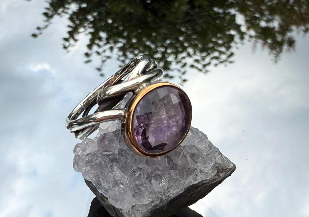 Handmade Amethyst Sterling Silver Ring: February Birthstone Jewelry