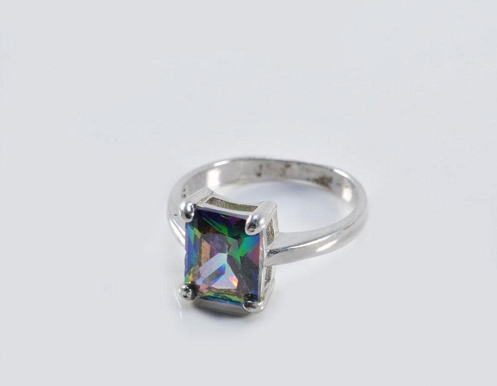 Handmade Genuine Mystic Topaz Silver Ring, Mystic Topaz Sterling Silver Jewelry,Mystic Topaz Gemstone Ring,Anniversary Ring Gift for Her