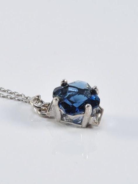 Handmade London Blue  Silver Necklace,925 Sterling Silver Genuine Authentic Necklace, London Blue  Gemstone Jewelry Gift for Her