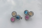 Handmade Aquamarine, Rose Quartz, Citrine & Zircon Sterling Silver Earrings