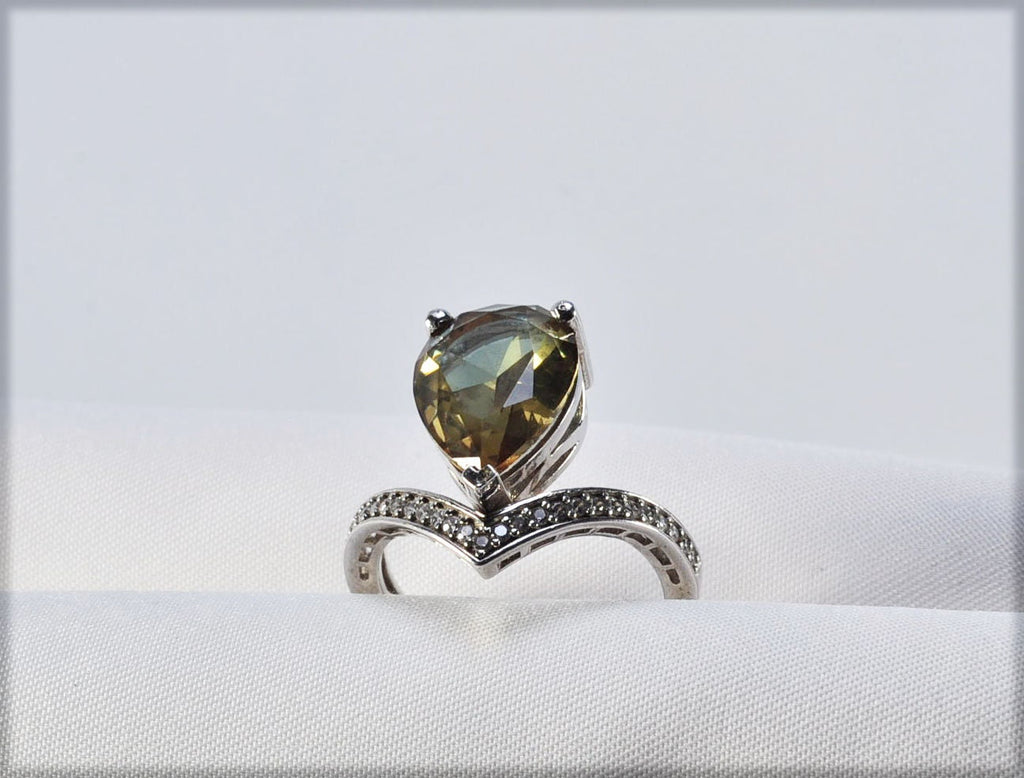 Handmade Color Changing Sultanite and Zircon Silver  Ring, Handcrafted Sultanite Jewelry,Gift for Her