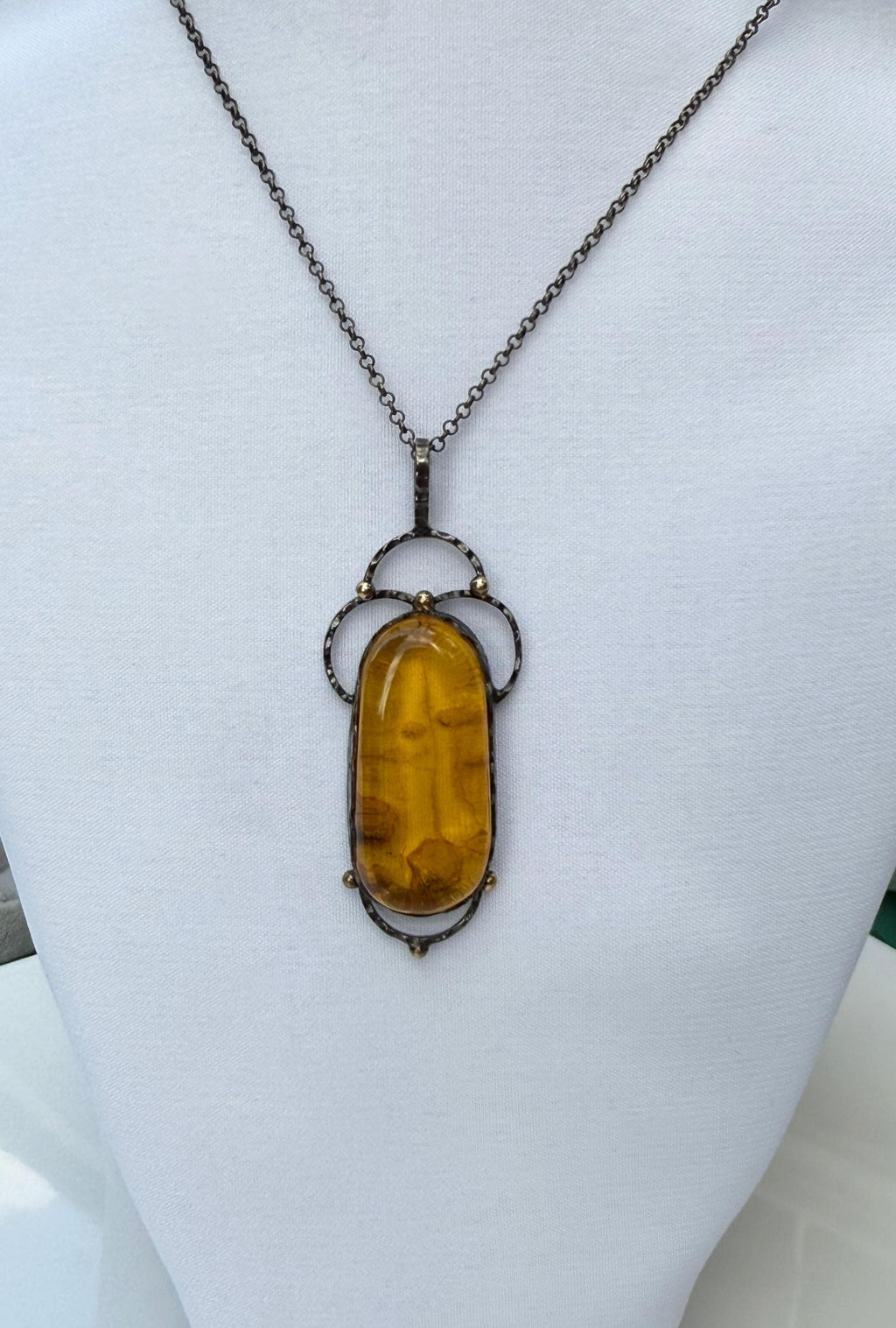 Handmade Sterling Silver Amber Necklace: Gemstone Jewelry Gift