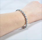 Handmade Aquamarine and Zircon 925 Sterling Silver Bracelet