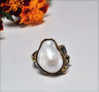Handmade Pearl Silver Ring, Handcrafted Pearl Jewelry,Wedding Ring Gift, 925 Silver Pearl Ring,Gift for her