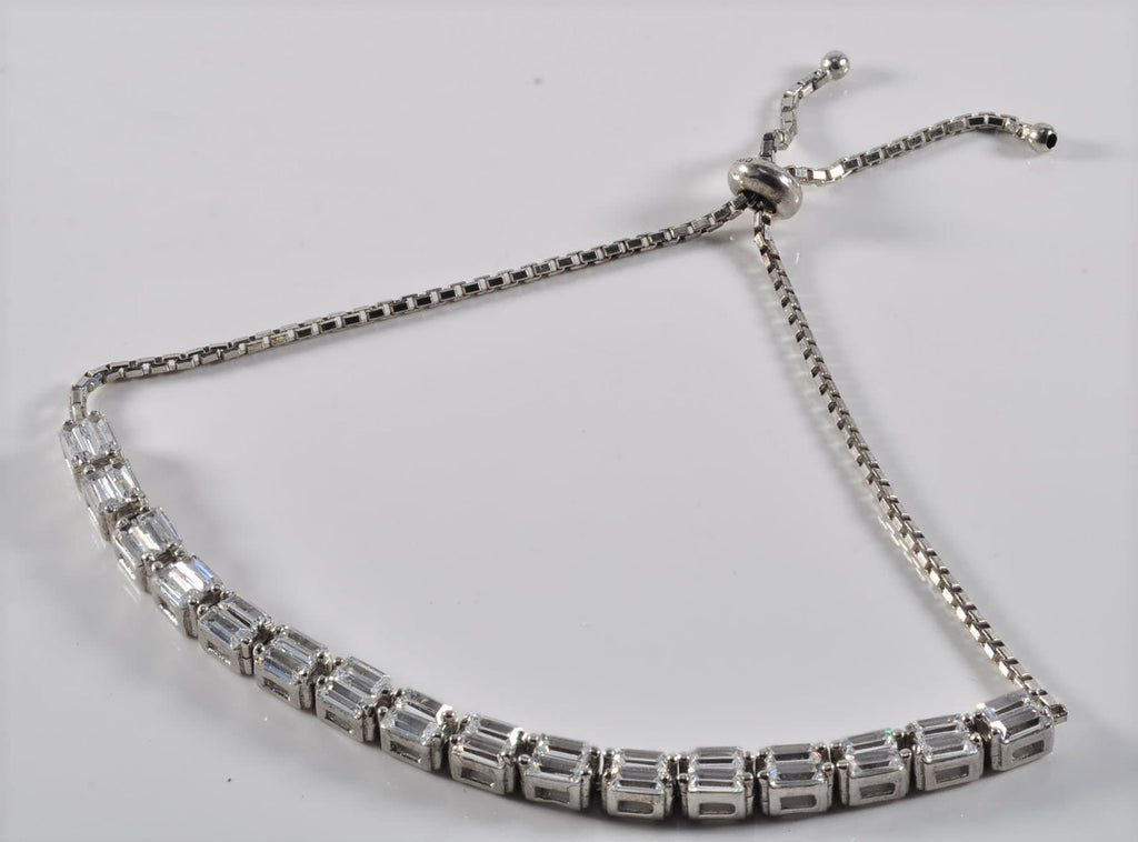 Handmade Baguette Zircon Silver Bracelet: Wedding Jewelry Gift