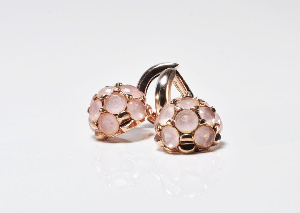 Handmade Pink Quartz Silver Earrings, Rose Gemstone Jewelry