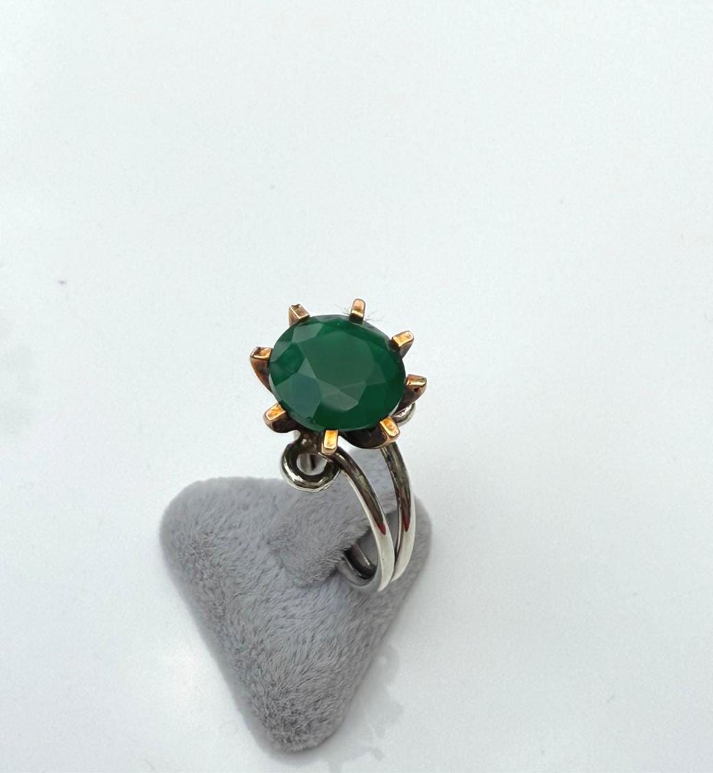 Handmade Green Agate Ring: 925 Sterling Silver, Harmony Jewelry