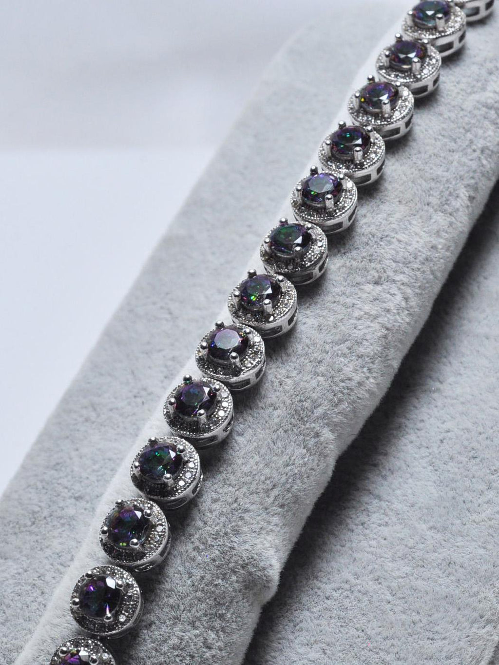 Handmade Genuine Mystic Topaz and Zircon Gemstone Silver Bracelet, Mystic Topaz and Zircon Bracelet Jewelry,Wedding Gift, Anniversary Gift