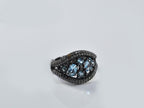 Handmade Aquamarine Black Silver Ring: Tranquility Stone Jewelry