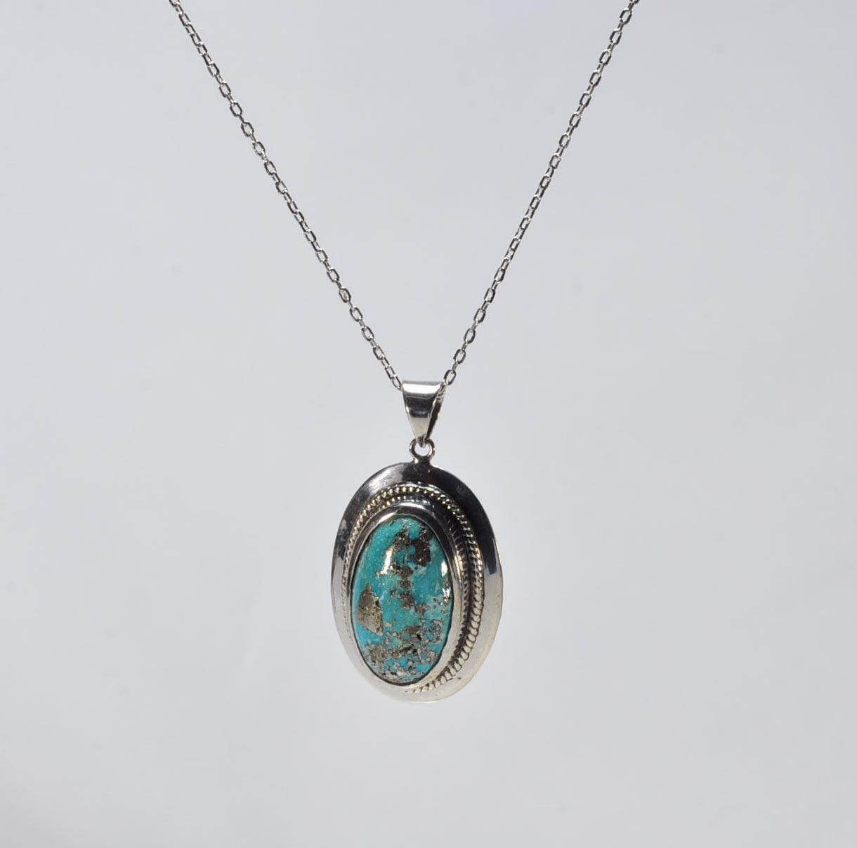 Handmade Turquoise  Silver Necklace,925 Sterling Silver Genuine Authentic Necklace, Turquoise  Gemstone Jewelry Gift for Her