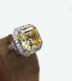 Handmade 925 Sterling Silver Cushion-Cut Citrine & Zircon Ring, Handcrafted Citrine Jewelry,Gift for her