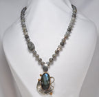 Handmade Sterling Silver Necklace, Labradorite Zircon Gemstone Jewelry
