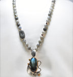 Handmade Sterling Silver Necklace, Labradorite Zircon Gemstone Jewelry