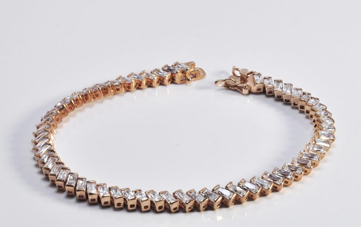Handmade Genuine Zircon Gemstone Rose Silver Bracelet, Zircon Bracelet Jewelry,Handcrafted, Gift For Her, Wedding Gift