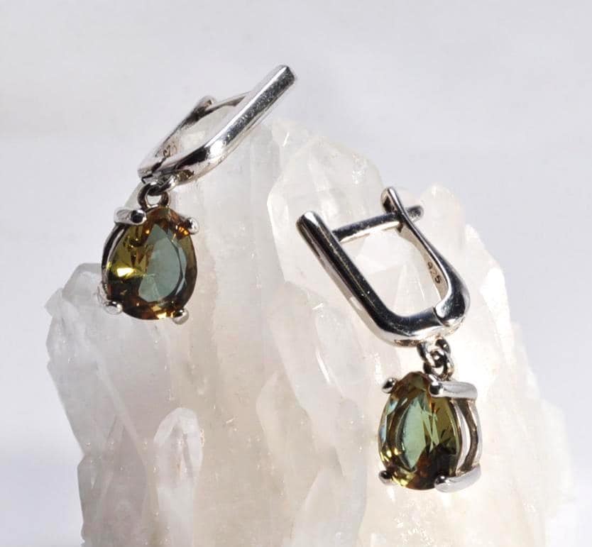 Handmade Sultanite Drop Earrings in Sterling Silver, Color‑Changing Gemstone Jewelry