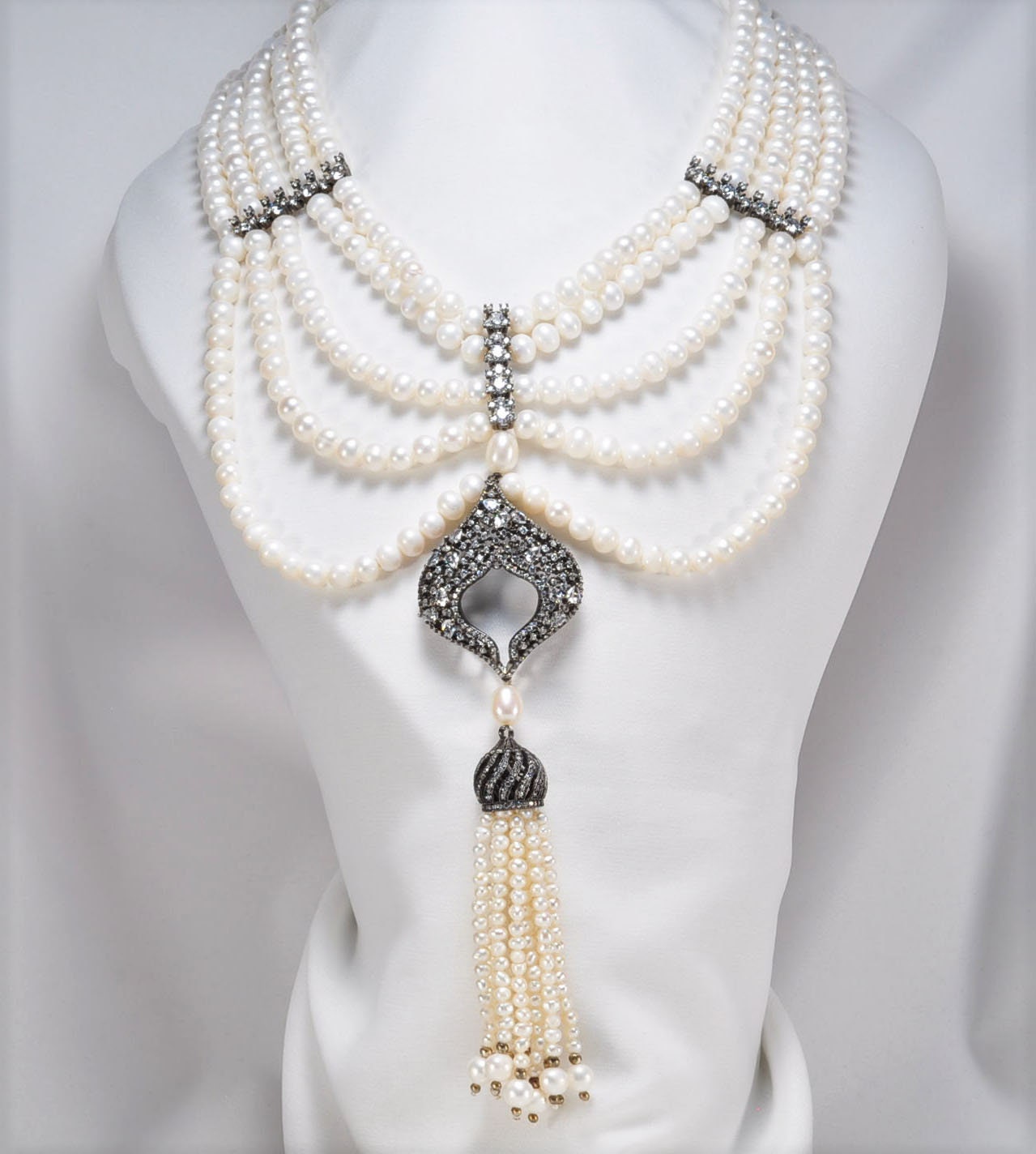 Handmade Pearl and Zircon Silver Necklace,925 Sterling Silver Genuine Authentic Necklace, Pearl and Zircon Gemstone Jewelry Gift for Her