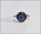 Handmade Sapphire and Zircon Silver Ring, Handcrafted Sapphire and Zircon Jewelry, Rose Silver Band Sapphire and Zircon Ring,Gift for her