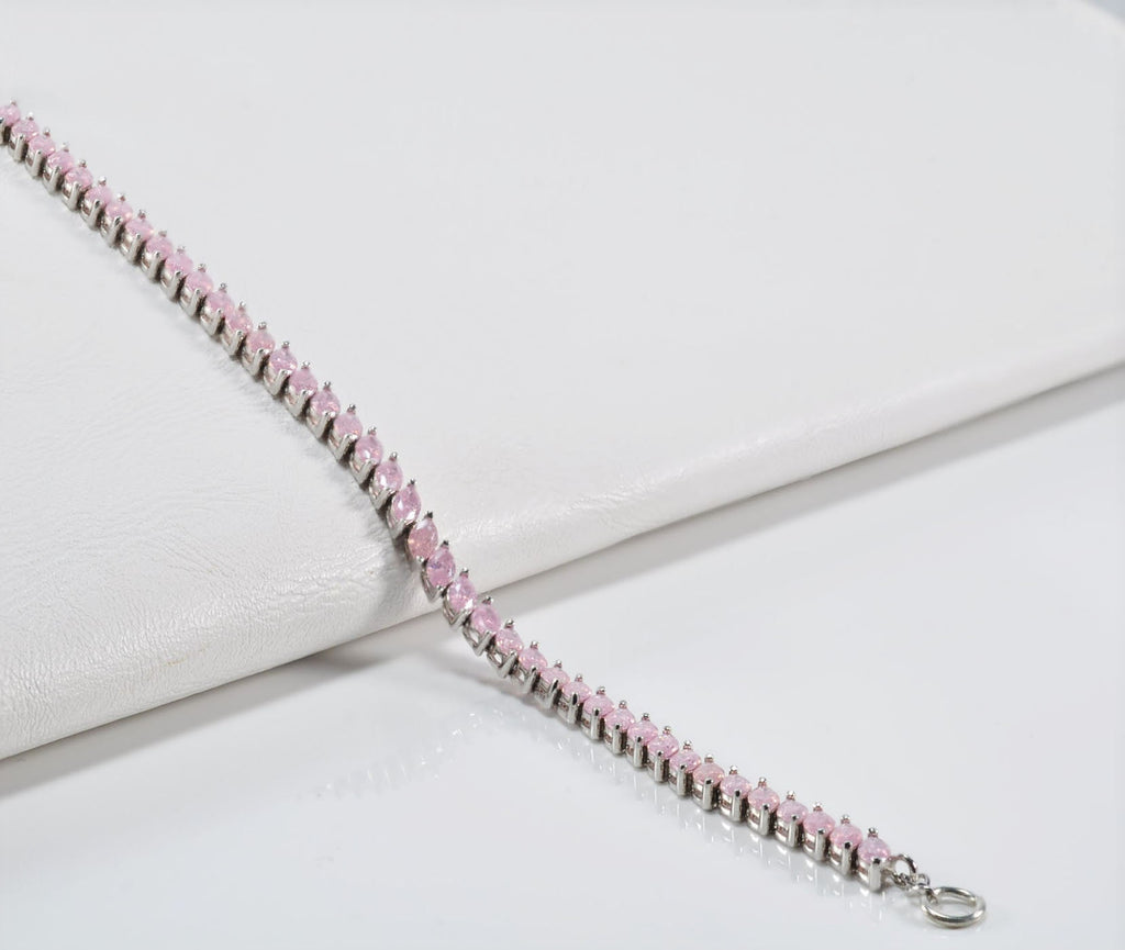 Handmade Sterling Silver Rose Quartz Bracelet, Gemstone Jewelry