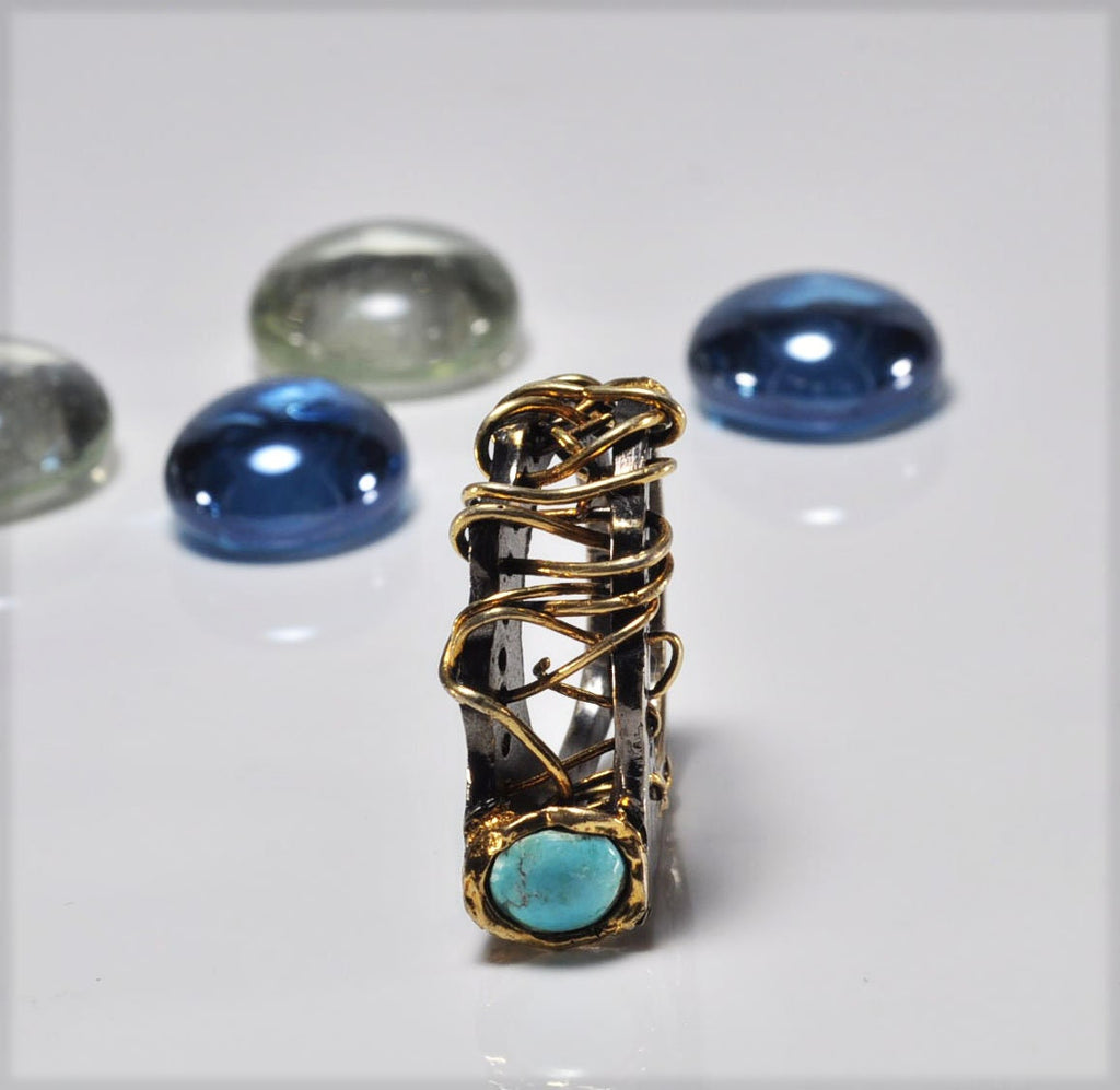 Handmade Turquoise 925 Silver Ring, Artisan Gemstone Jewelry, December Birthstone