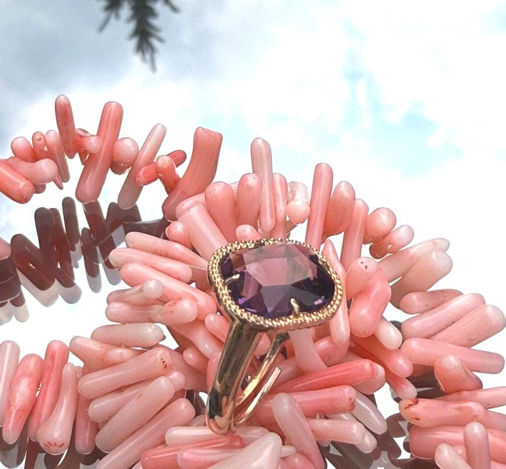 Handmade Amethyst Sterling Silver Ring: Rose Gemstone Jewelry