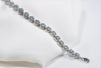 Handmade Aquamarine and Zircon 925 Sterling Silver Bracelet
